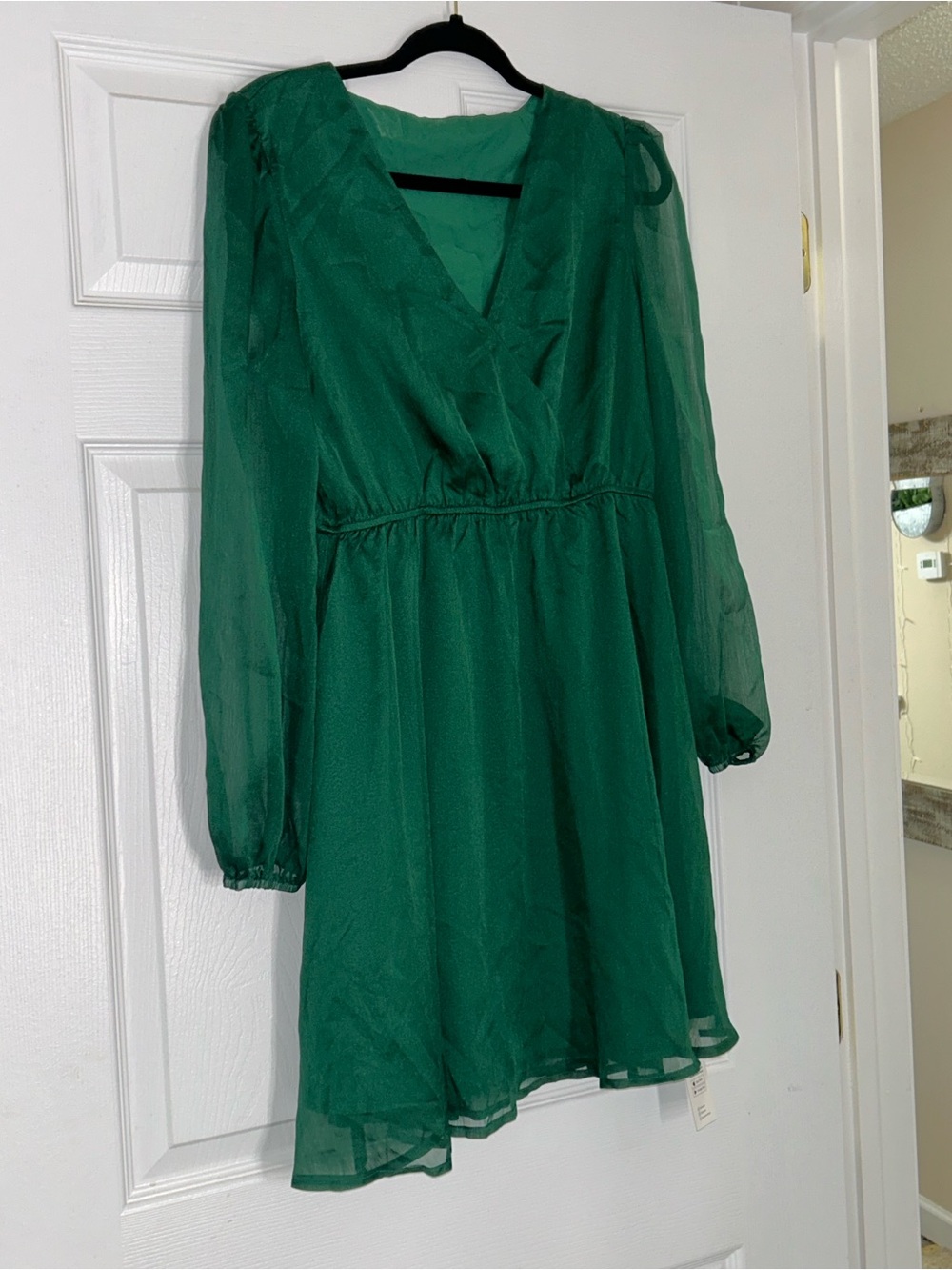 Cupshe Emerald Green Sheer Chiffon Dress
